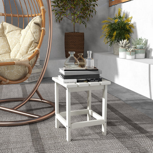 Outsunny Square Coffee Table HDPE Tabletop and Frame for Porch Garden 38 x 38 x 46 cm White