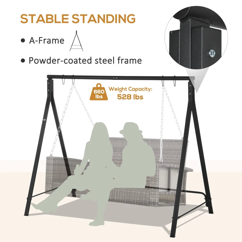 Outsunny Steel Frame Multi-Swing Seat Frame - Black Outdoor Garden Swing Structure - ALL4U RETAILER LTD