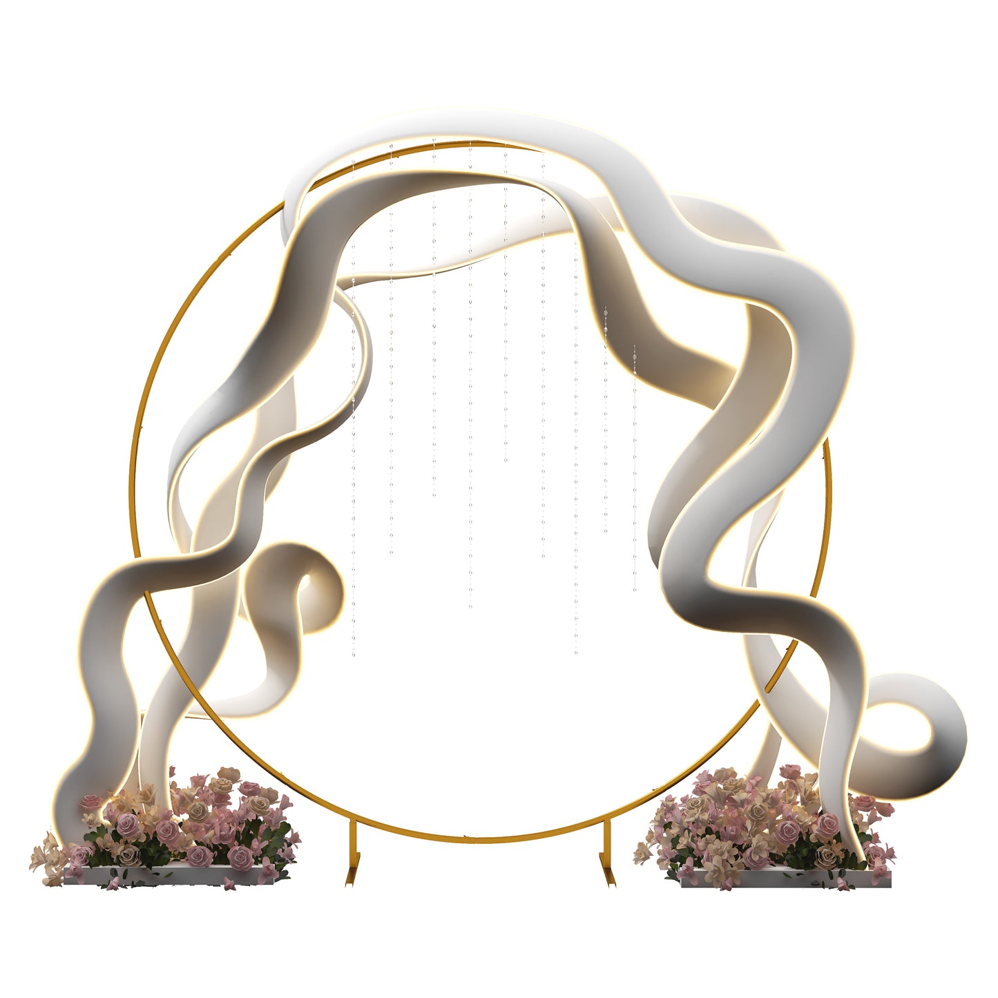 Outsunny 222cm Gold Tone Backdrop Stand Wedding Arch for Outdoor Garden Parties Bridal Shower Ceremony
