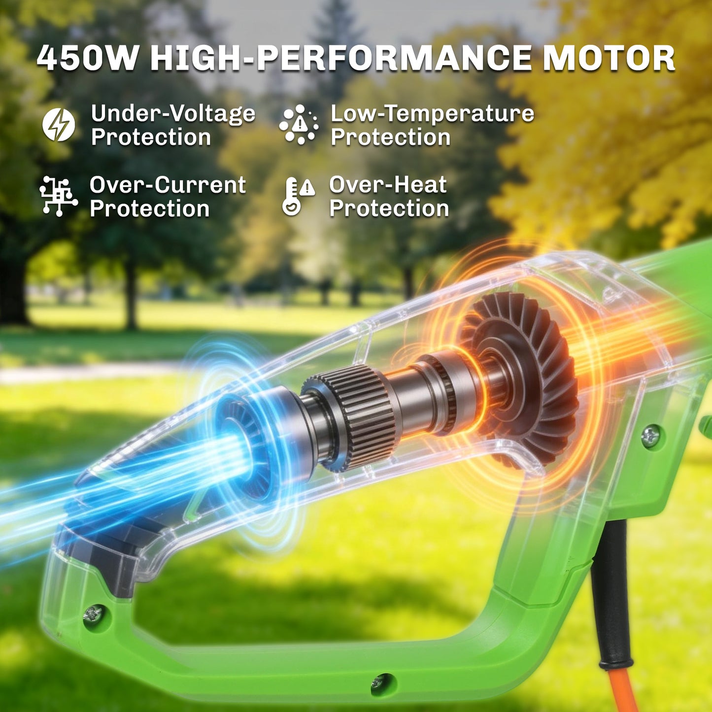 Outsunny 2.6m Corded Extendable Hedge Trimmer With 90 Degree Adjustable Head 450W Electric Hedge Cutter Long Reach