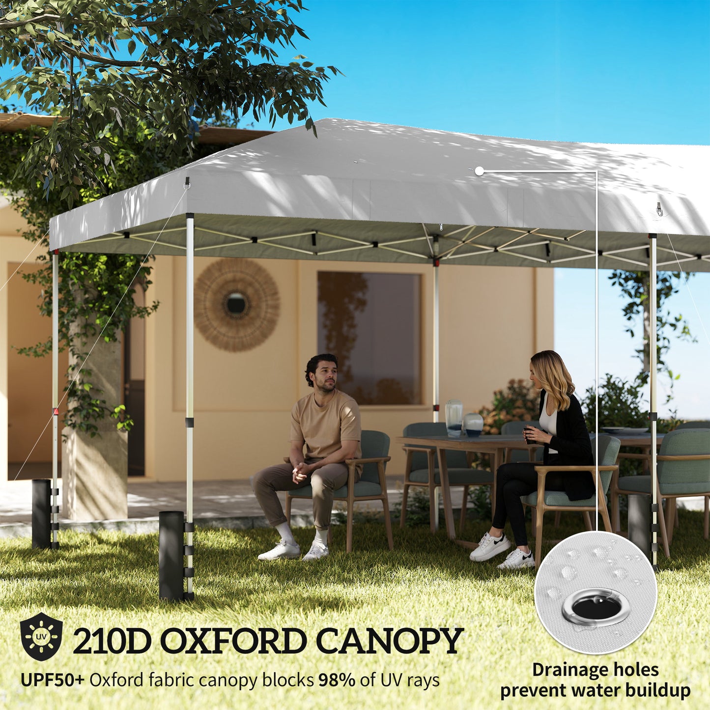 Outsunny 3 By 6 M Pop Up Canopy Gazebo With UV50 Plus Protection And Six Sidewalls White
