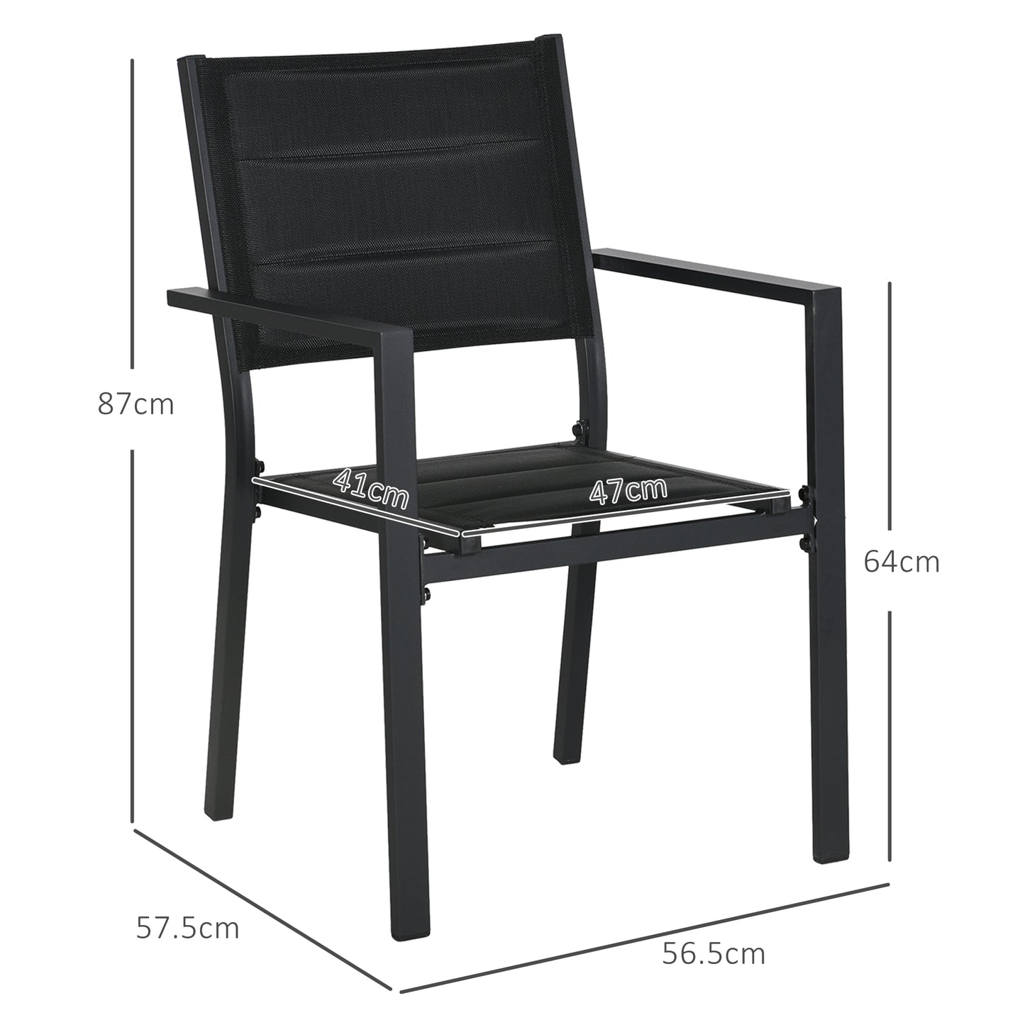 Outsunny Set of Two Stackable Aluminium Garden Chairs - ALL4U RETAILER LTD