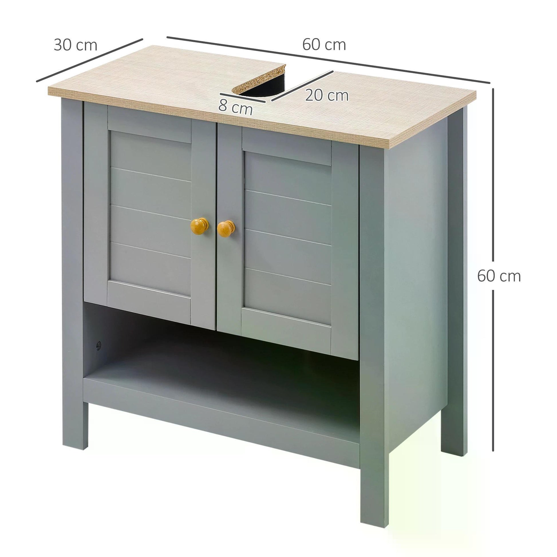 Kleankin Grey Pedestal Under Sink Cabinet for Bathroom Storage - ALL4U RETAILER LTD