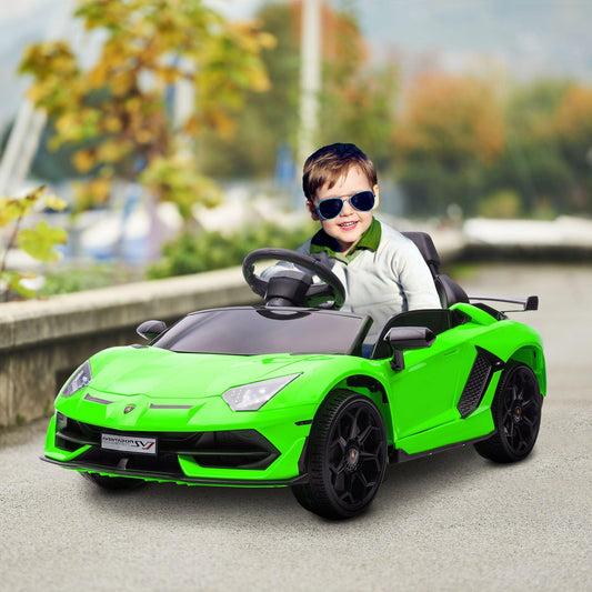 HOMCOM Lamborghini Aventador Licensed 12V Kids Electric Ride On Car - Green - ALL4U RETAILER LTD