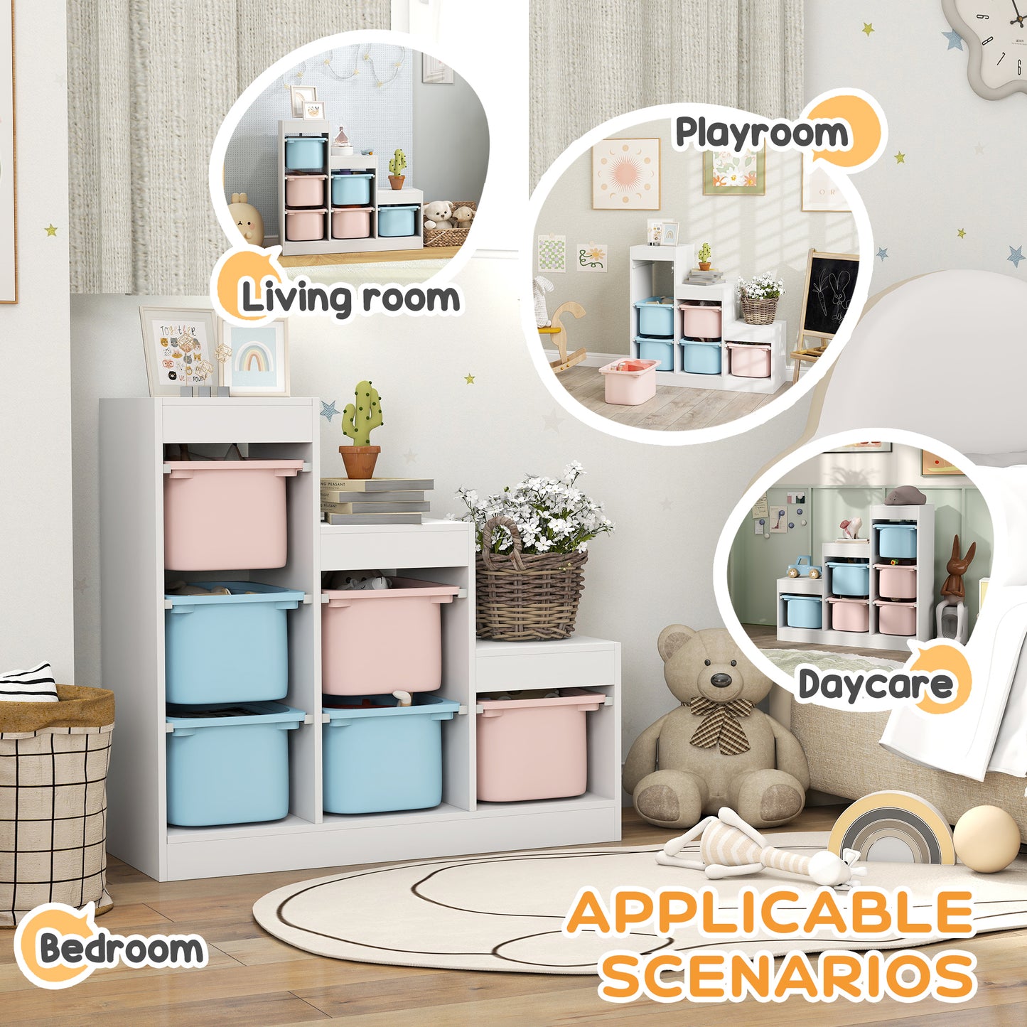 AIYAPLAY Three Layer Toy Storage Organizer With Removable Bins For Ages 3 To 8 Years Multicolor