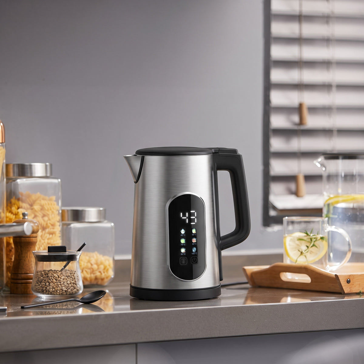 HOMCOM 1.5L 3000W Electric Kettle Fast Boil Led Control Strix Thermostat