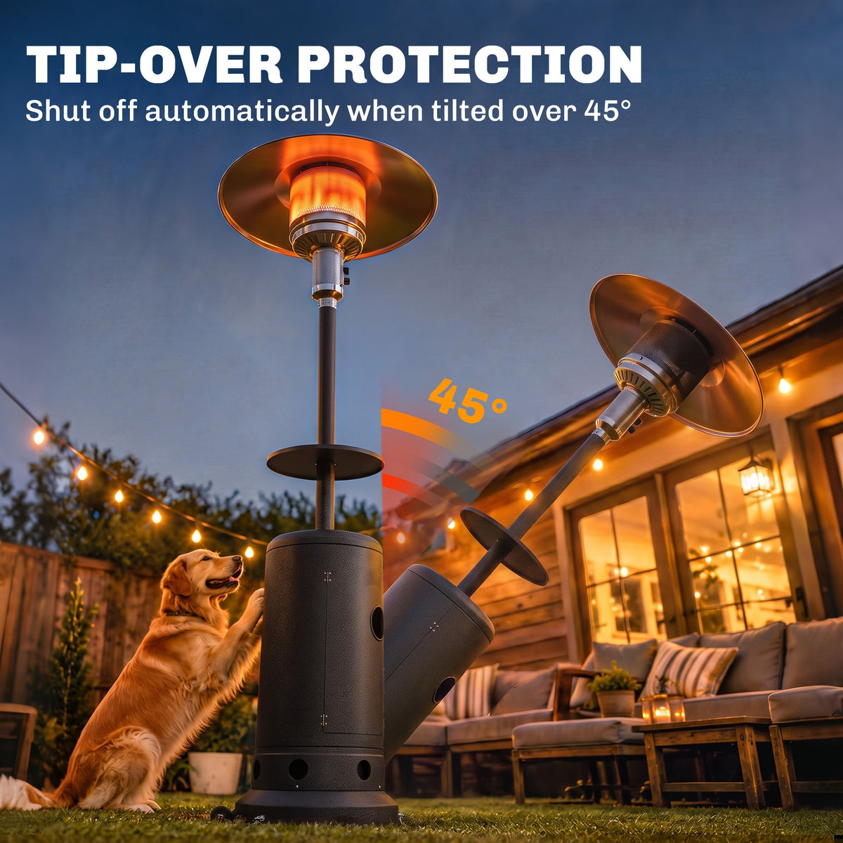 Outsunny 13 kW Propane Patio Heater with Table Tray and Piezo Ignition