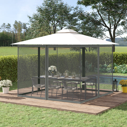 Outsunny 352 X 207cm Universal Replacement Mesh Sidewall Netting For Patio Gazebos Canopy Tents Sidewall Dark Grey