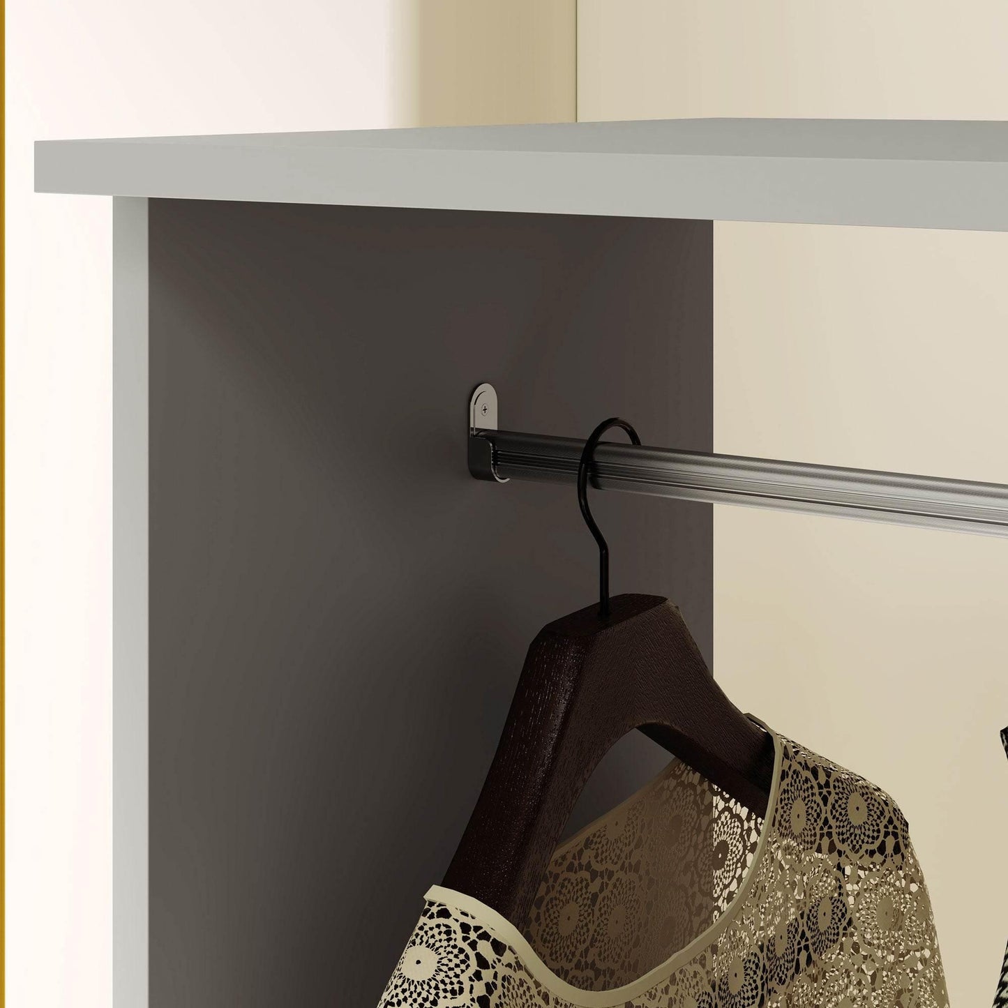 Mobile Grey Open Wardrobe with Clothes Rail and Shelves - Versatile Garment Rack on Wheels for Bedroom and Hallway - ALL4U RETAILER LTD