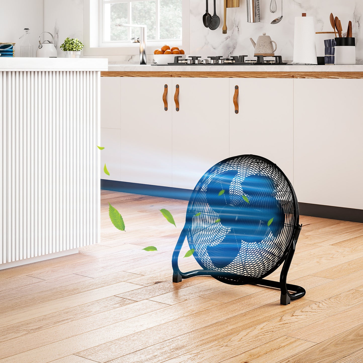 HOMCOM 20 Inch Metal Floor Fan With Tilting Head High Velocity 3 Speed Portable Gym Fan For Home Office Black