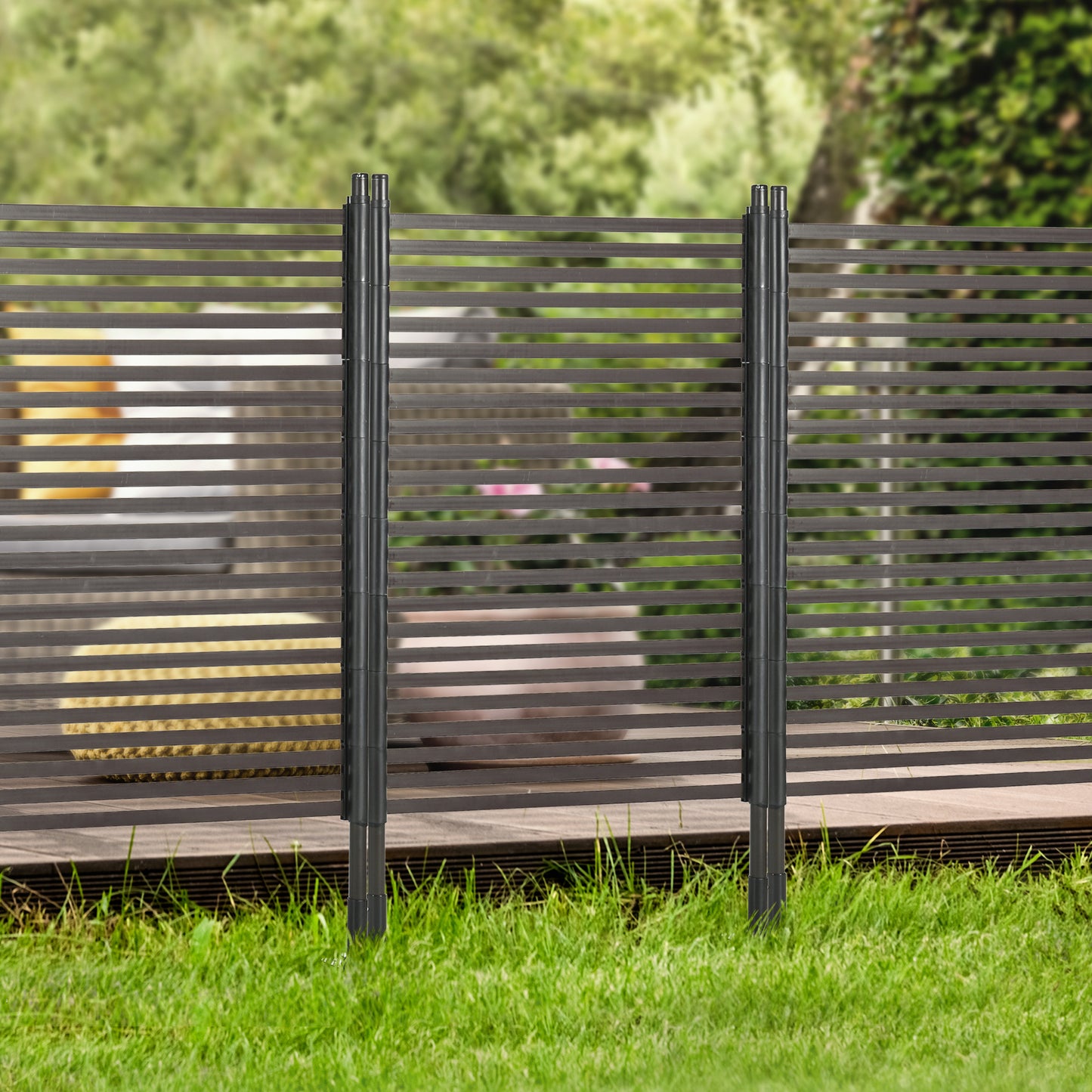Outsunny Garden Fence Two Standing Ways For Hard And Soft Ground Decorative Outdoor Divider And Animal Barrier Brown