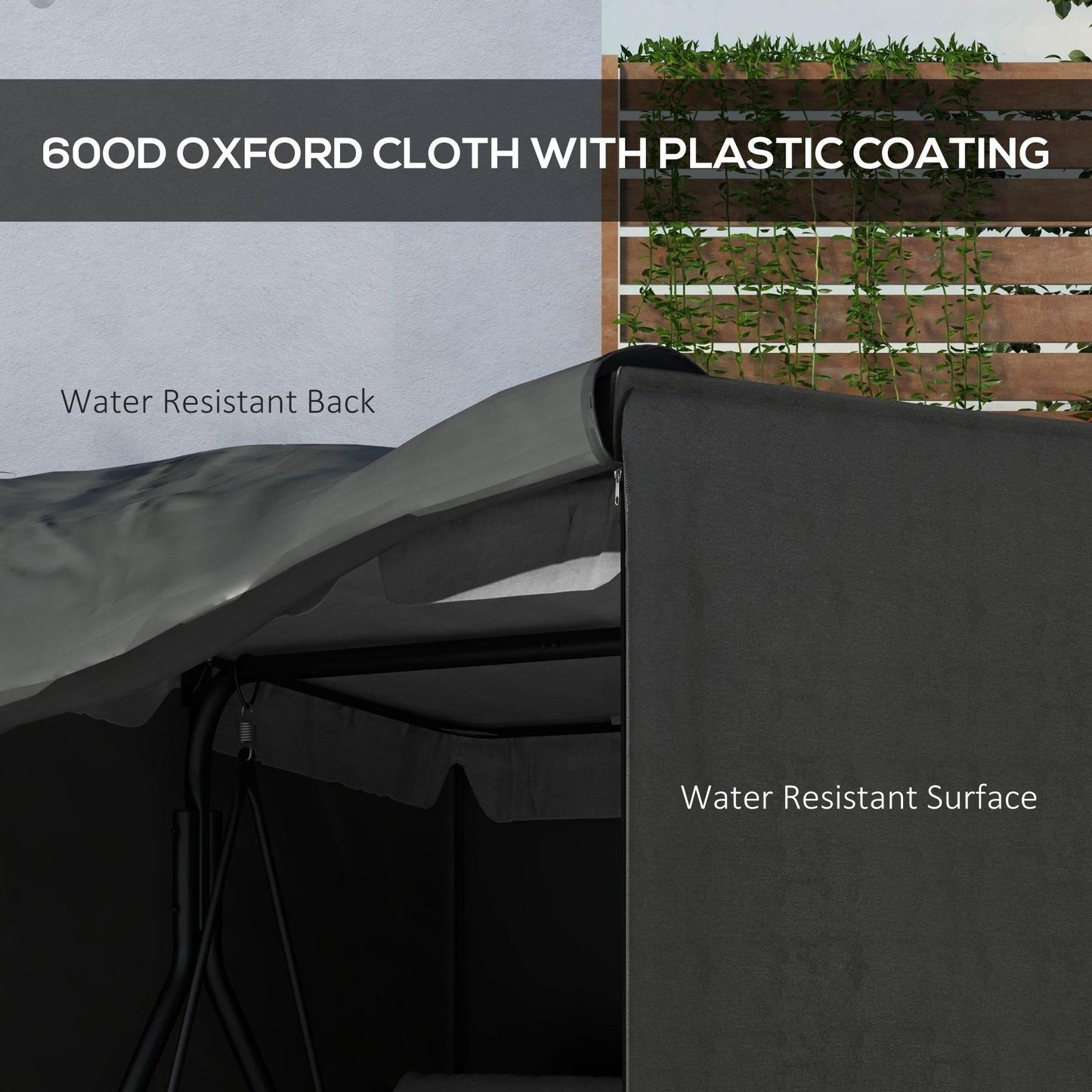 Outsunny Durable Dark Grey 600D Oxford Waterproof Swing Chair Cover with UV Protection - 177L x 114W x 152H cm - ALL4U RETAILER LTD