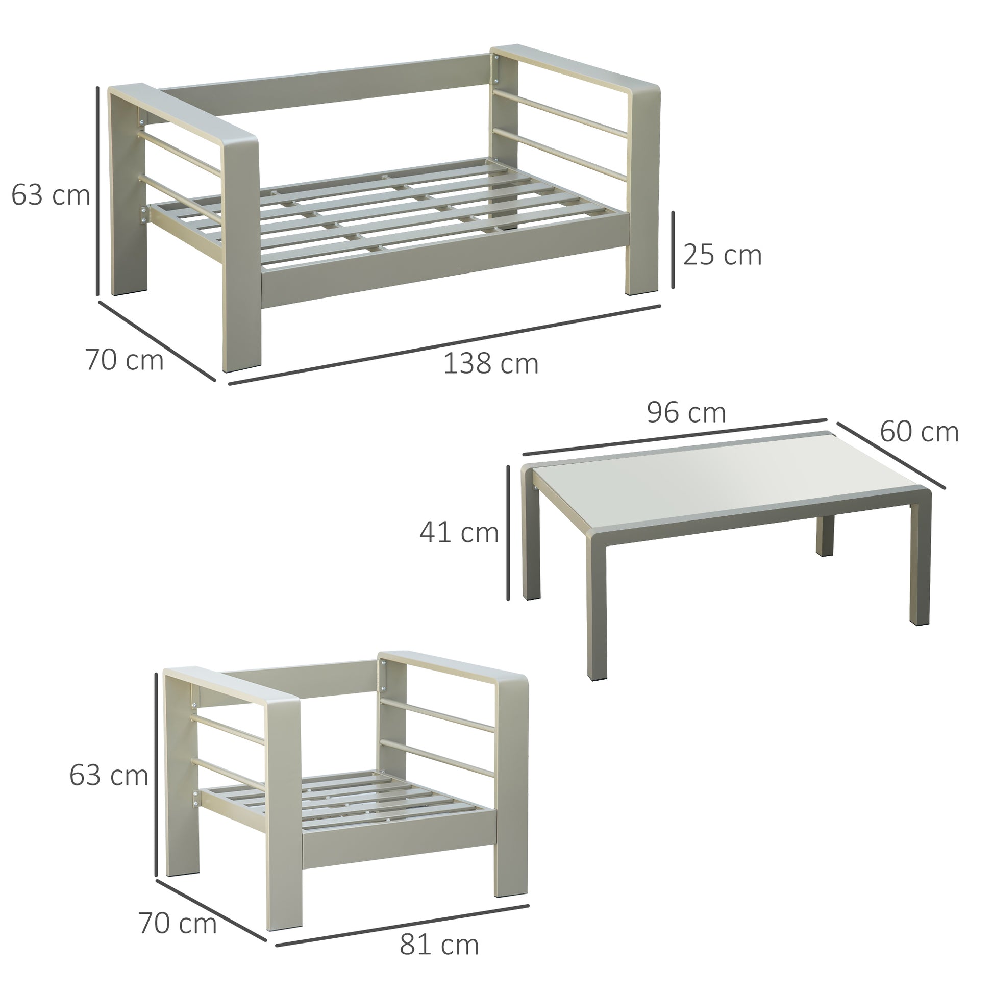 Outsunny Shic Champagne Gold 4-Piece Outdoor Garden Furniture Set with Cushions and Glass Table - ALL4U RETAILER LTD