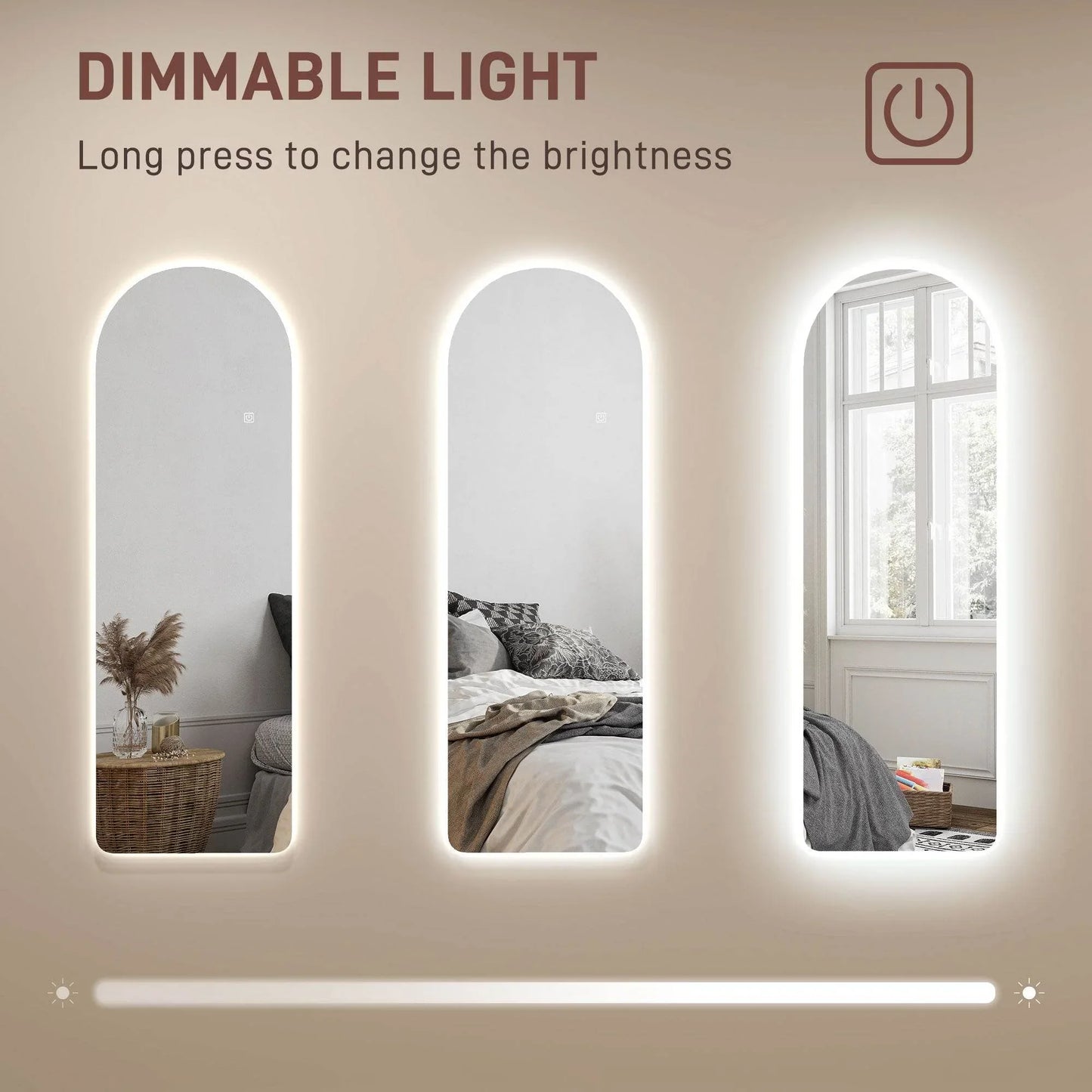 Illuminated Arch Floor Mirror with Adjustable LED Lights - 120 x 40cm - ALL4U RETAILER LTD