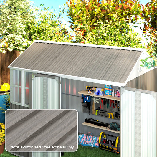 Outsunny 12 Pack Corrugated Steel Roof Panels Grey Woodgrain Pre Drilled Holes Galvanised Roofing Sheets For Repairs