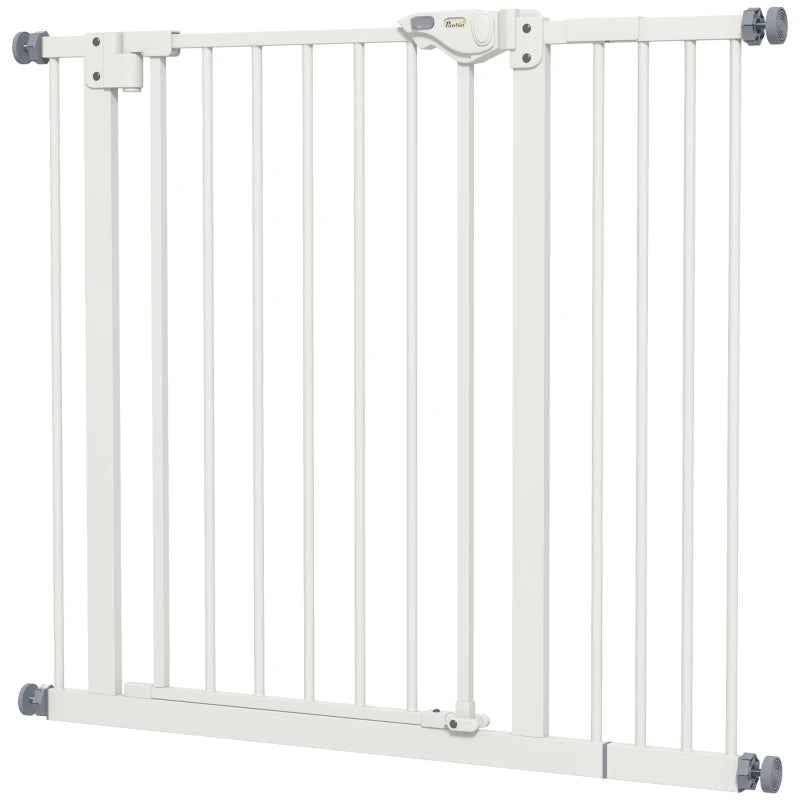 PawHut Metal Adjustable Dog Gate, White, Expands from 74cm to 94cm - Secure Containment for Pets, Easy Installation - Ideal for Home Safety - ALL4U RETAILER LTD