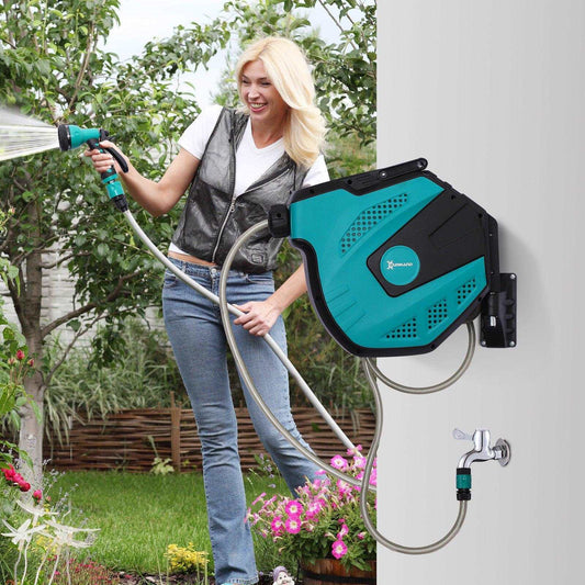 DURHAND 15m Garden Hose Reel - Easy & Compact - ALL4U RETAILER LTD