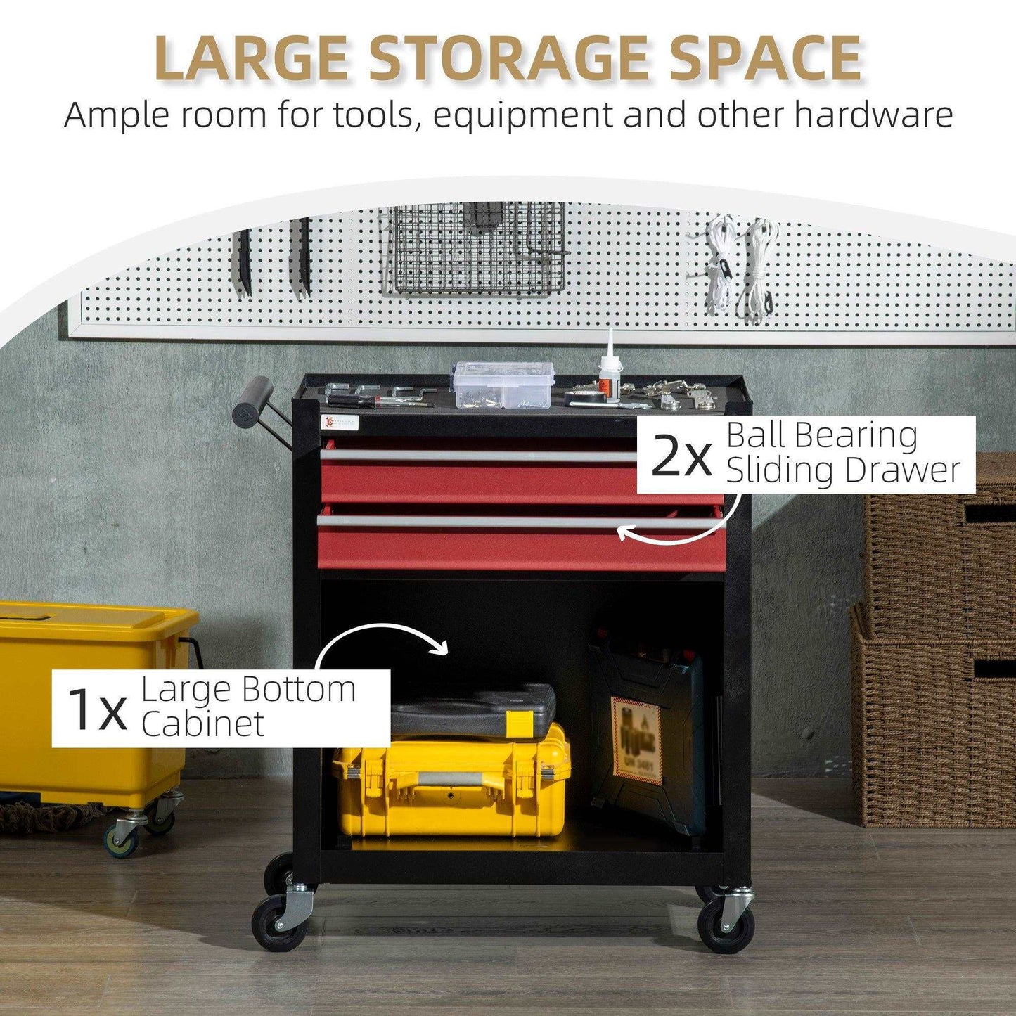 DURHAND 2-Drawer Tool Chest on Wheels - ALL4U RETAILER LTD