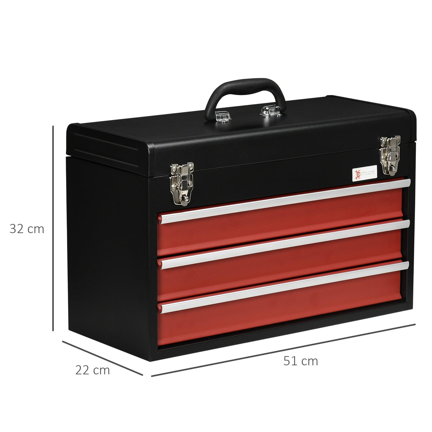 DURHAND 3-Drawer Metal Tool Box - Portable and Lockable - ALL4U RETAILER LTD