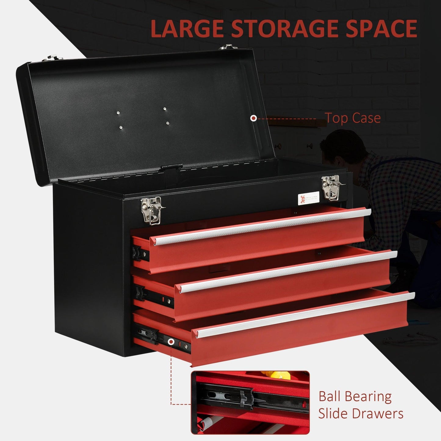 DURHAND 3-Drawer Metal Tool Box - Portable and Lockable - ALL4U RETAILER LTD