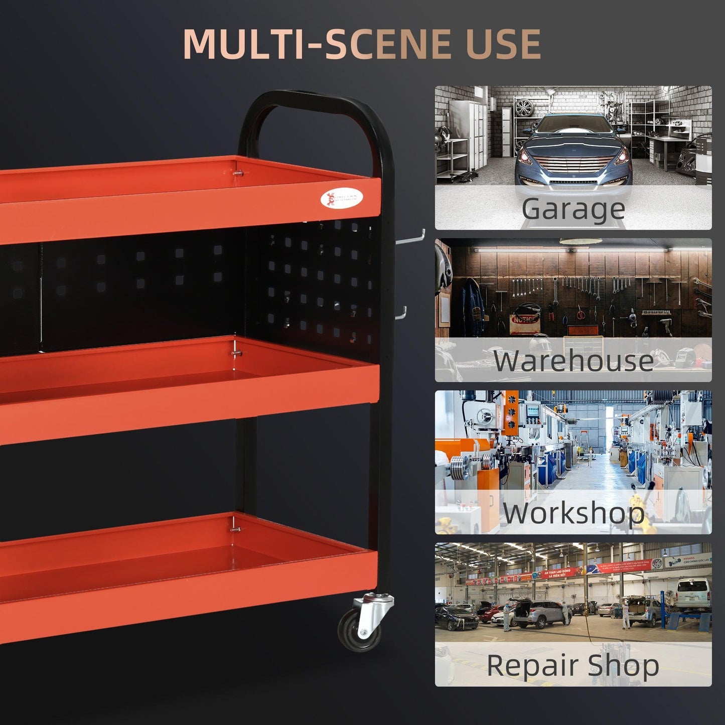 DURHAND 3-Tier Tool Cart: Organise Efficiently - ALL4U RETAILER LTD