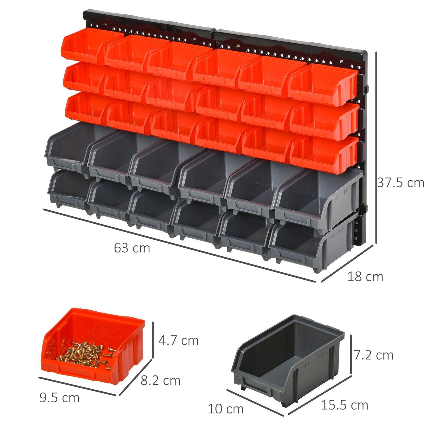 DURHAND 30-Compartment Tool Organiser - Red/Grey - ALL4U RETAILER LTD