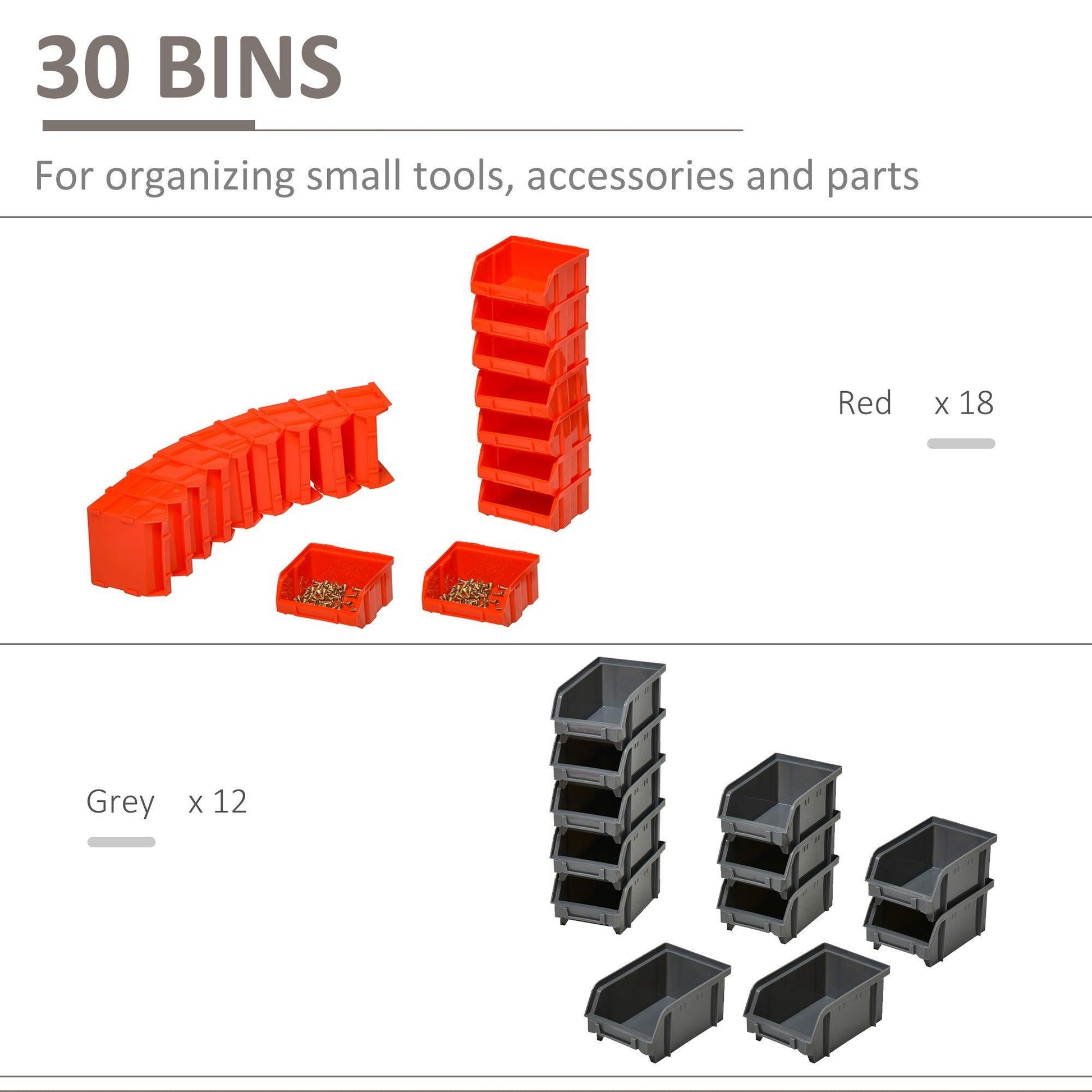 DURHAND 30-Compartment Tool Organiser - Red/Grey - ALL4U RETAILER LTD