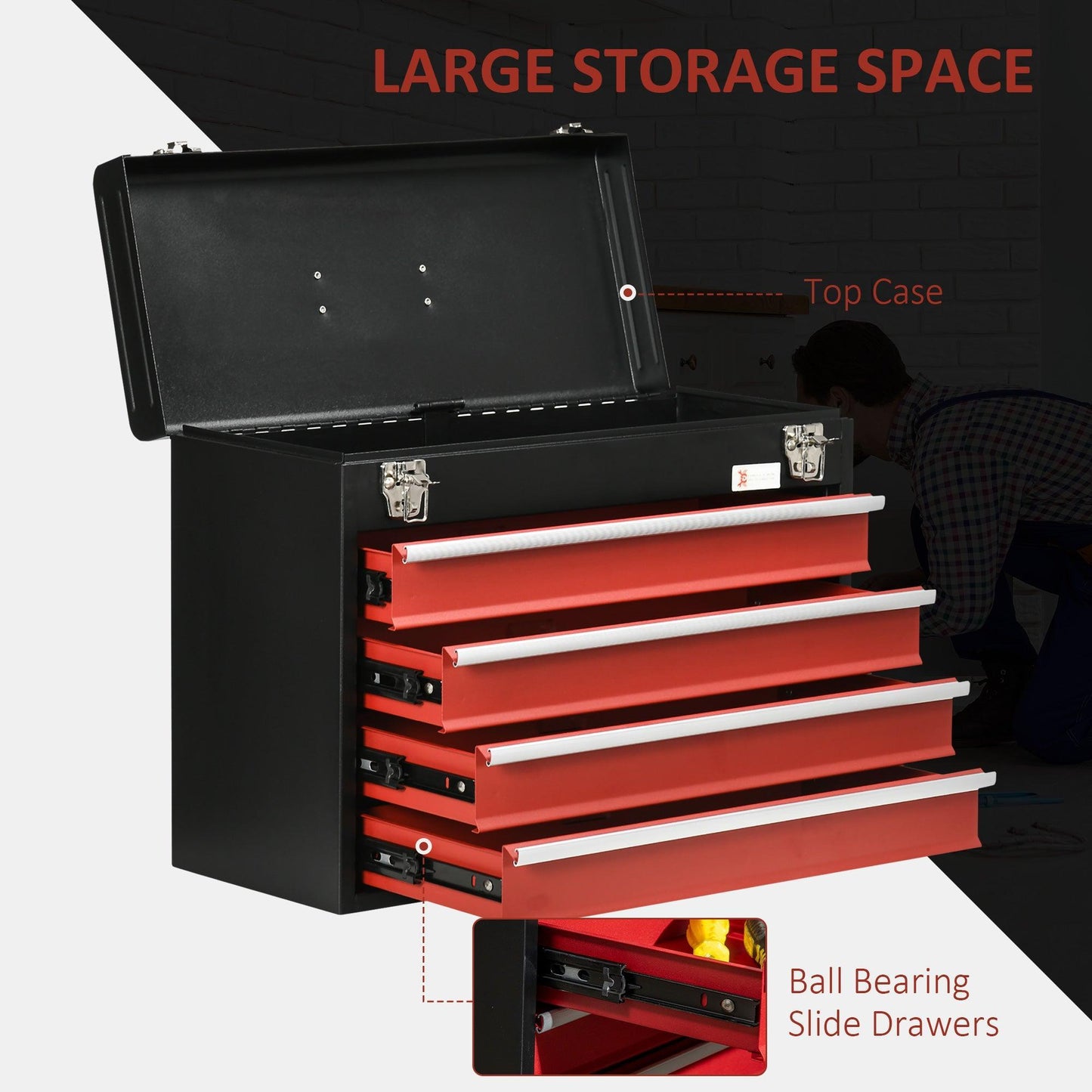 DURHAND 4 Drawer Tool Chest, Portable Metal Box - ALL4U RETAILER LTD