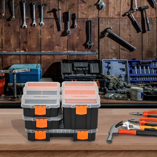 DURHAND 4-Pack Tool & Hardware Storage Box Set: Black/Orange - ALL4U RETAILER LTD