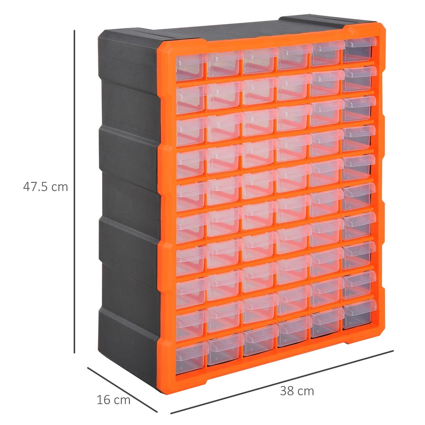 DURHAND 60-Drawer Organiser Cabinet - Clear Orange - ALL4U RETAILER LTD