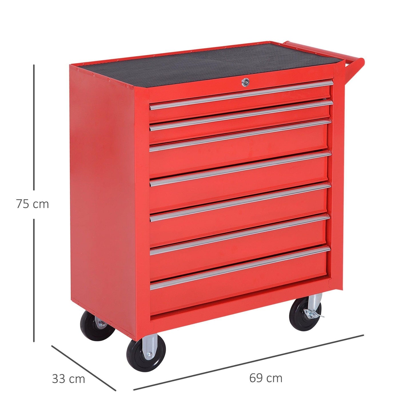 DURHAND 7-Drawer Rolling Tool Cabinet - Red - ALL4U RETAILER LTD