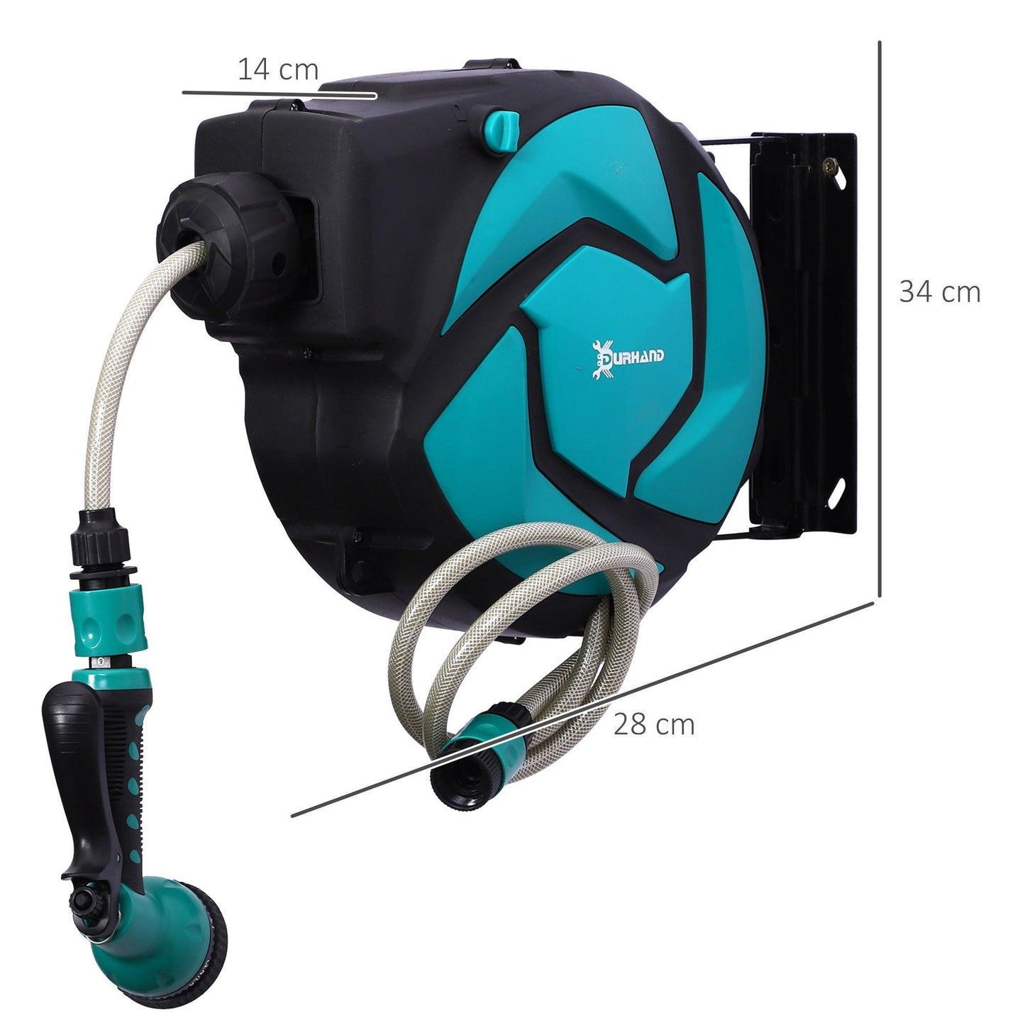 DURHAND Garden Hose Reel - Wall Mounted, Retractable - ALL4U RETAILER LTD