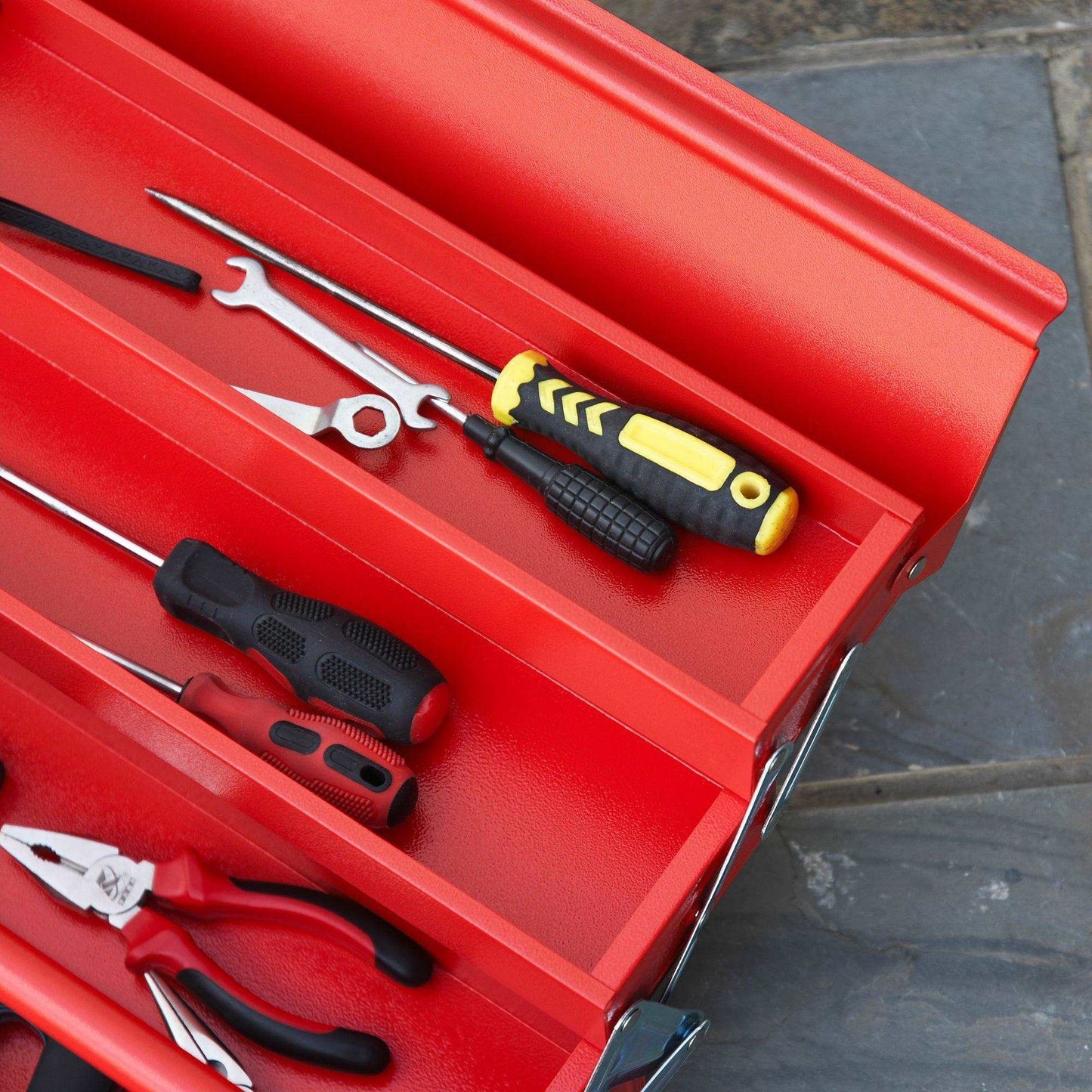 DURHAND 3-Tier Metal Toolbox with Carry Handle - Red - ALL4U RETAILER LTD