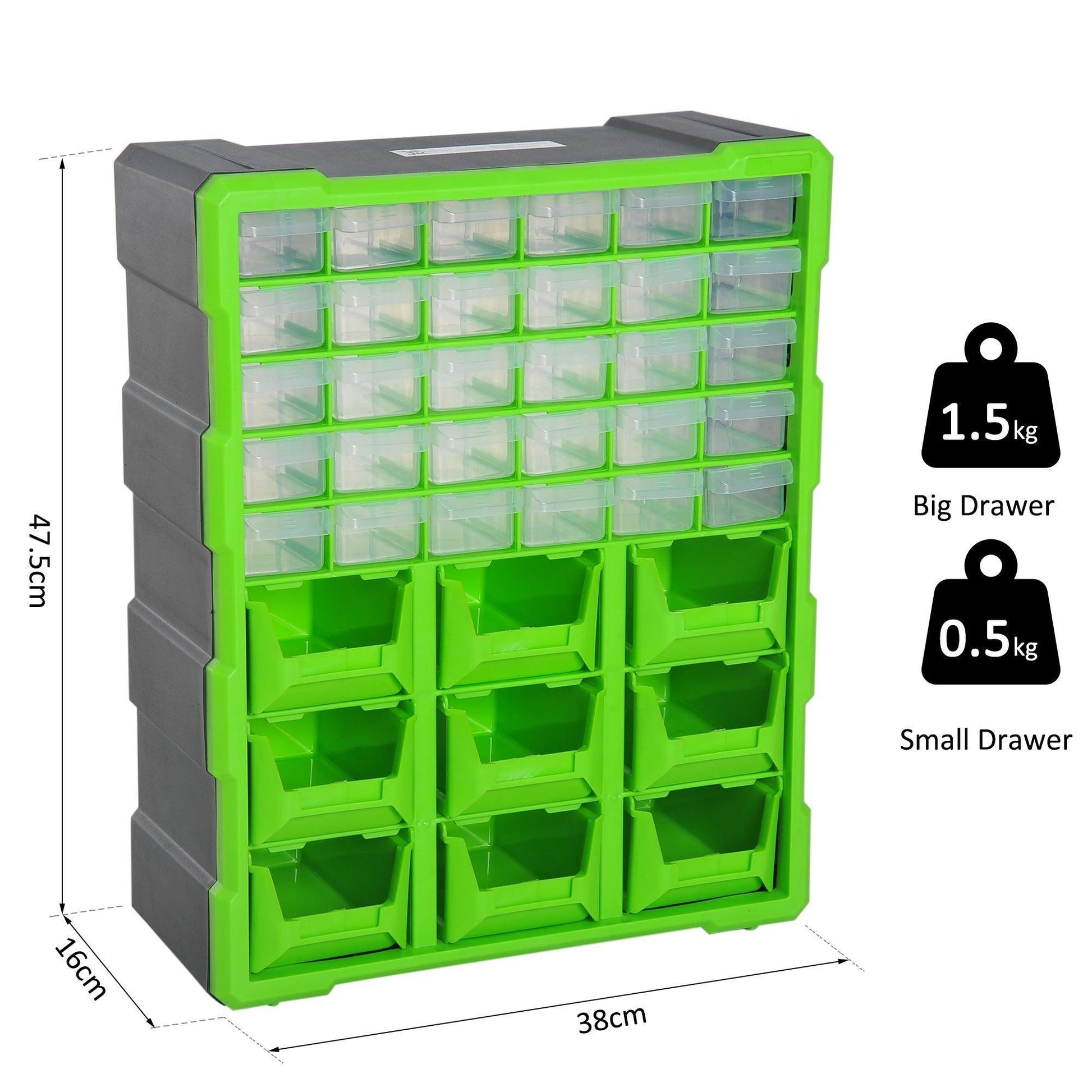 DURHAND Plastic Green Cabinet - 39 Drawers - ALL4U RETAILER LTD