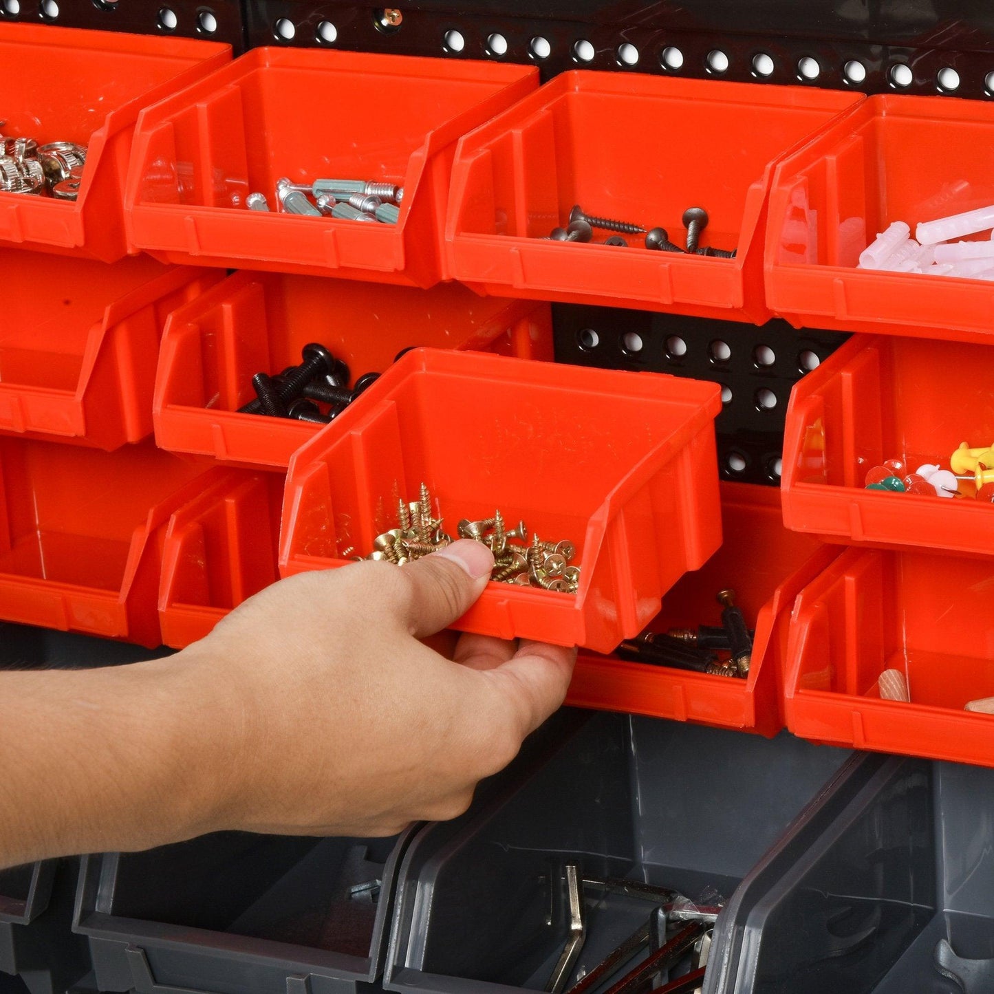 DURHAND 30-Compartment Tool Organiser - Red/Grey - ALL4U RETAILER LTD