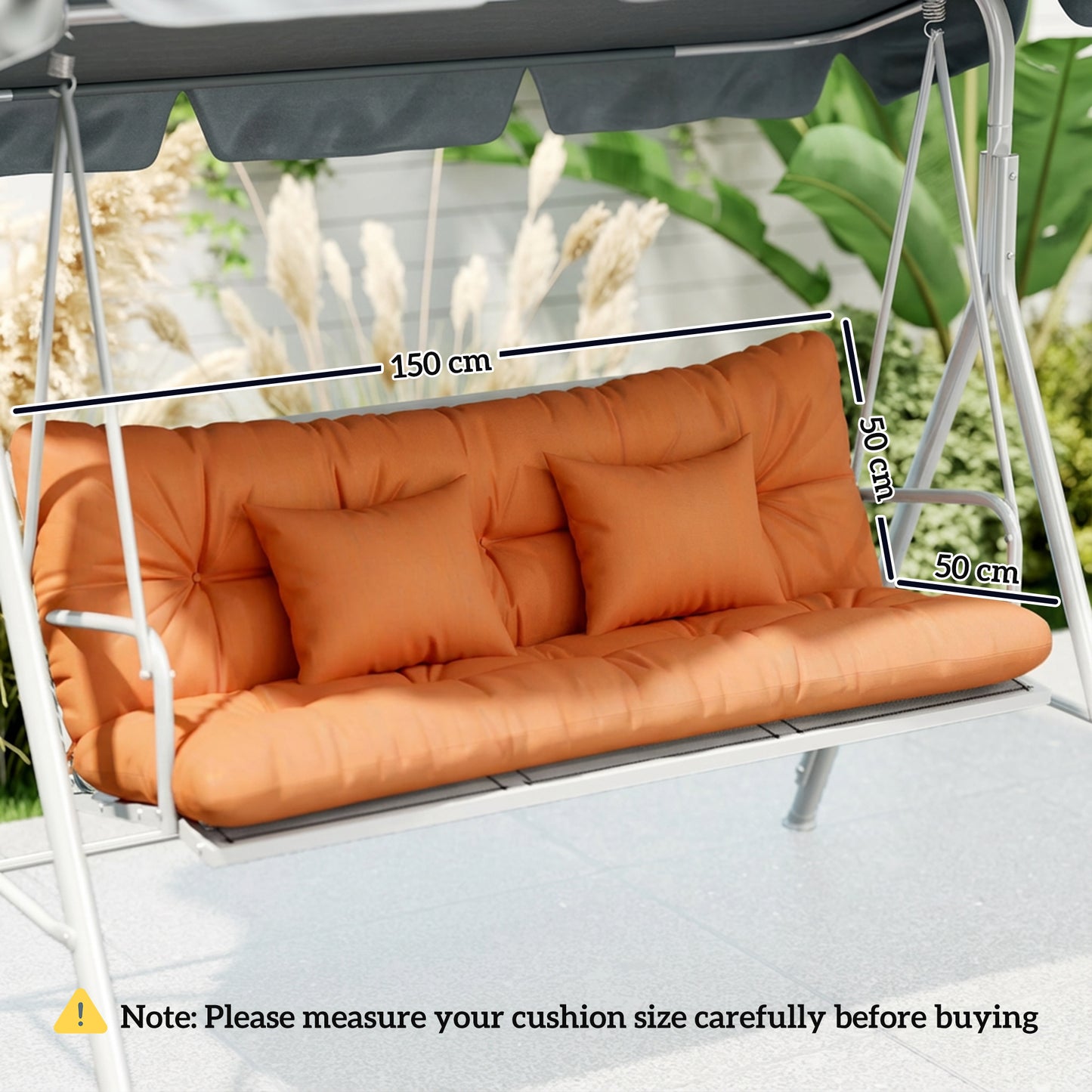 Outsunny Outdoor Seat Cushions Set With Two Cushions And Two Pillows Water Repellent For 3 Seater Chair Orange