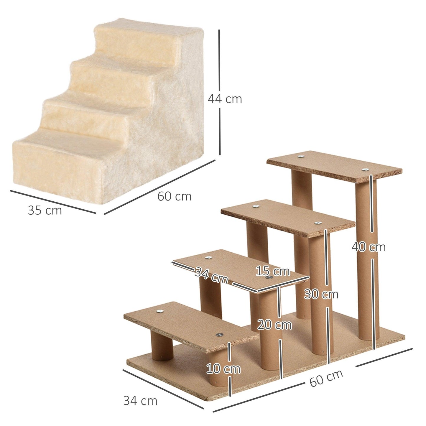 PawHut 4-Step Washable Plush Dog Stairs for High Bed Sofa - ALL4U RETAILER LTD