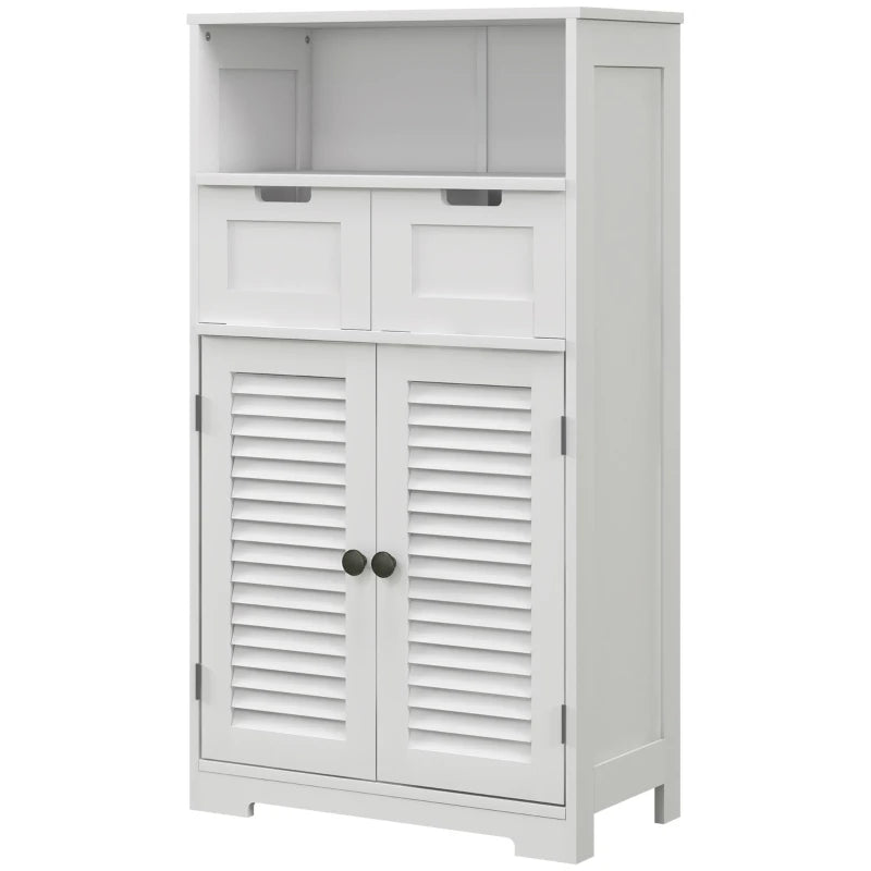 Kleankin White Three-Part Bathroom Storage Unit - Includes Shelf, Drawers & Cupboard: Optimize Your Bathroom Organization - ALL4U RETAILER LTD