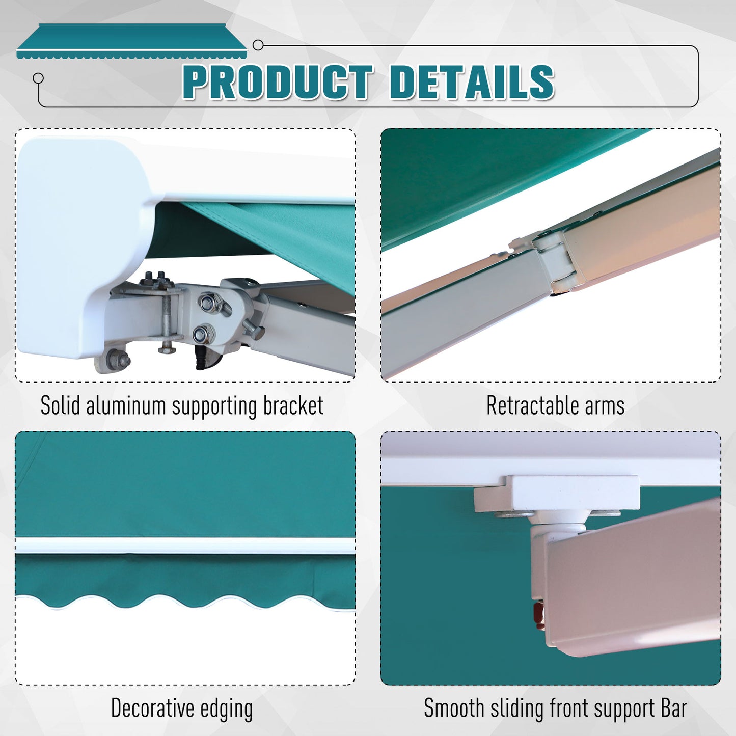 Outsunny 3x2.5m Electric Retractable Awning with LED Remote Control - Green Patio Canopy for Outdoor Shelter - ALL4U RETAILER LTD