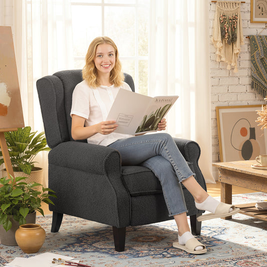 HOMCOM 132 Degree Manual Recliner Armchair With Extended Footrest In Dark Grey For Tall People