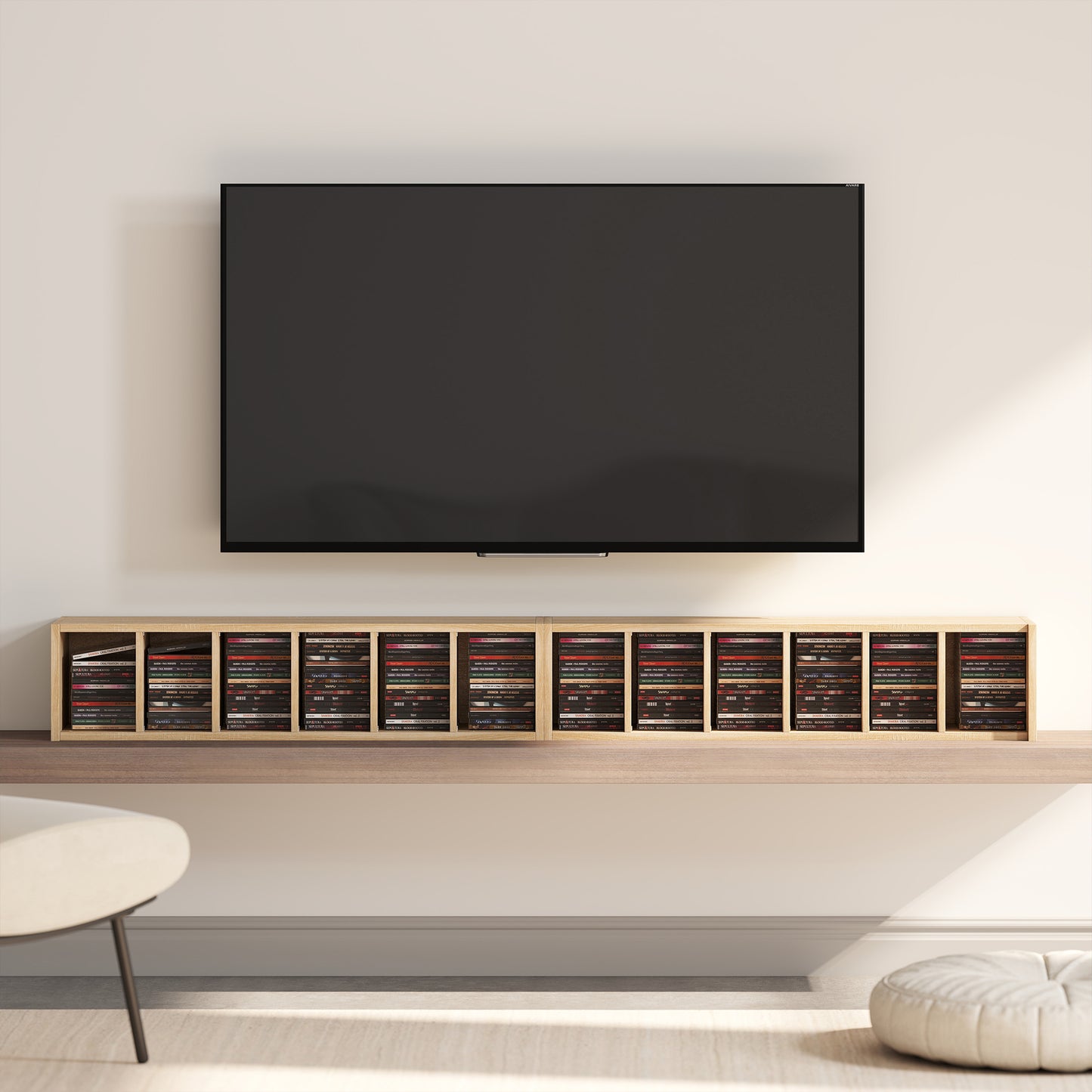 HOMCOM Set Of 2 CD Media Display Shelf Unit Tower Racks With Adjustable Shelves Oak Finish