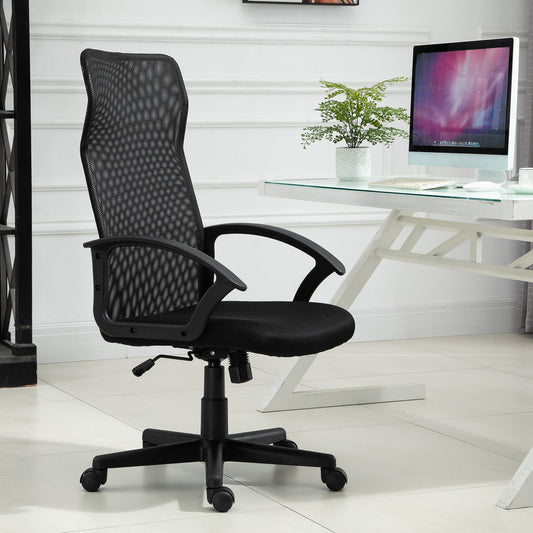 Vinsetto Adjustable Height Executive Office Chair with High Mesh Back, Fixed Armrests, and Wide Padded Seat for Ultimate Comfort - Black - ALL4U RETAILER LTD