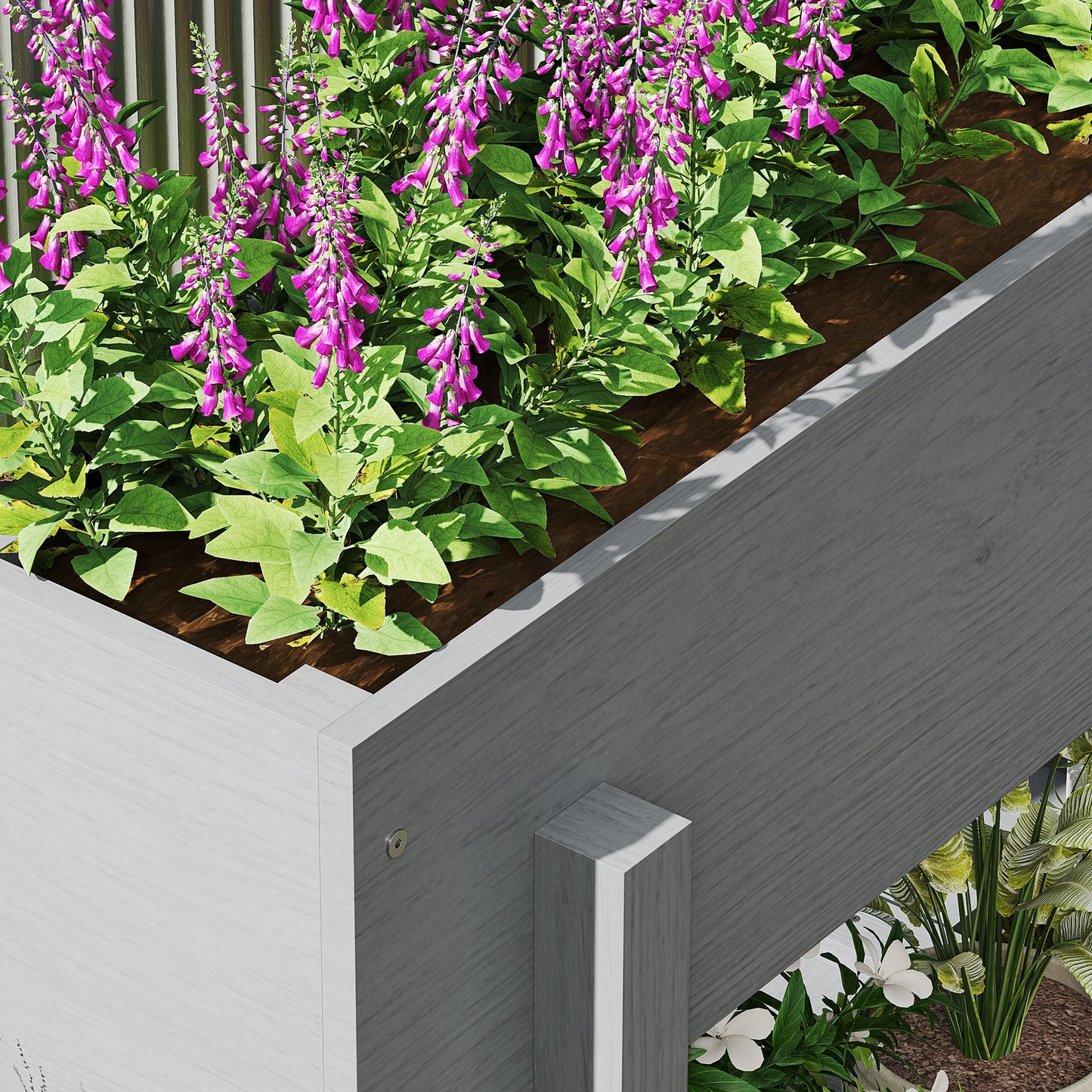 Outsunny Wooden Two Tier Raised Planter in Grey Made From Fir Wood with Weather Resistant Finish for Year Round Use