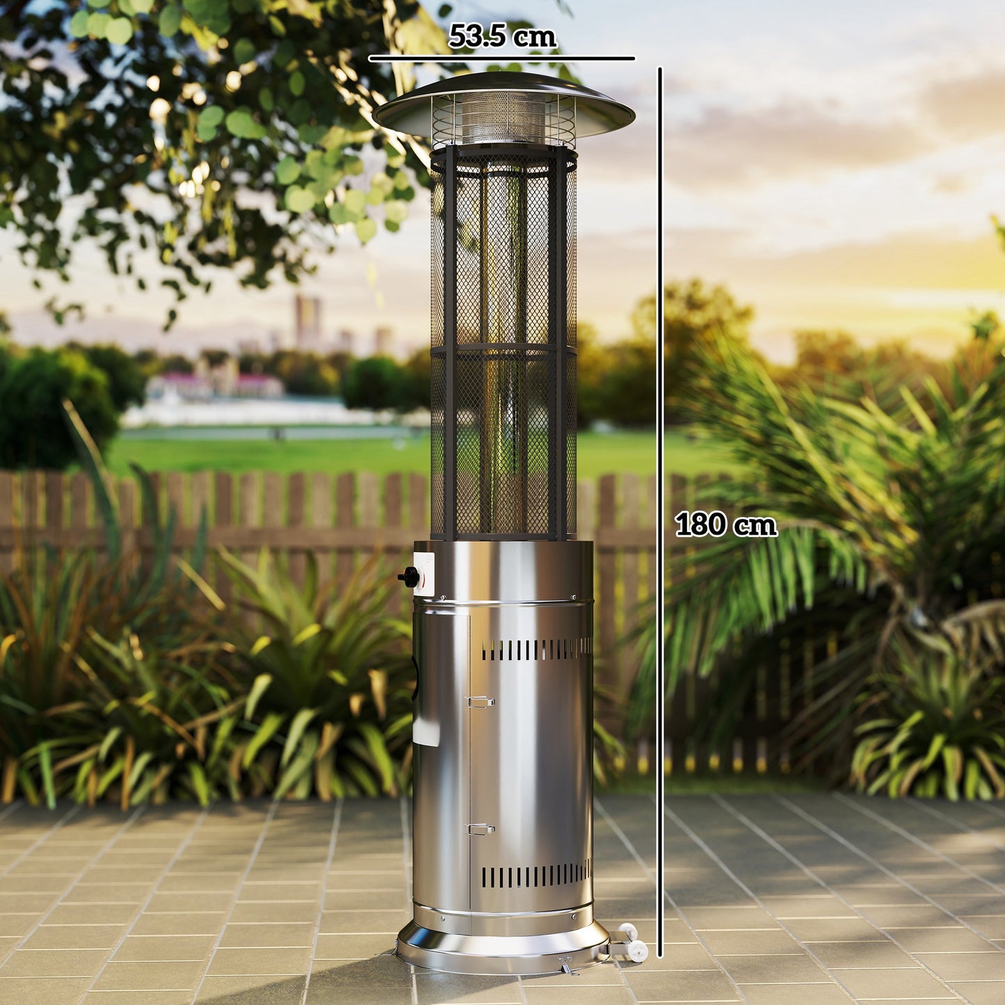 Outsunny 11Kw Adjustable Heat Gas Patio Heater For Outdoor Patio With Pulse Ignition And Durable Metal Casing