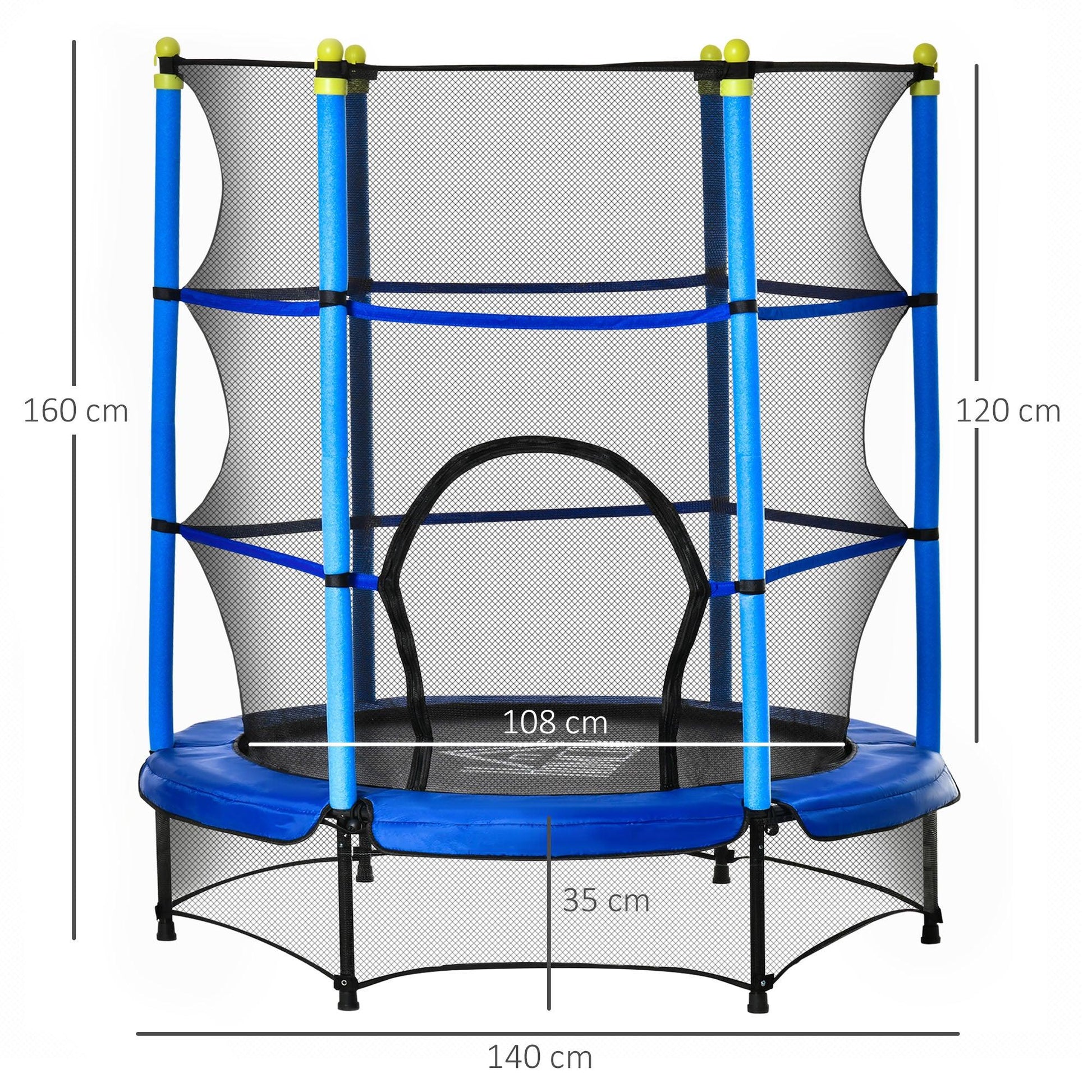 HOMCOM 5.2FT Kids Trampoline with Safety Enclosure, Indoor Outdoor - Blue - ALL4U RETAILER LTD