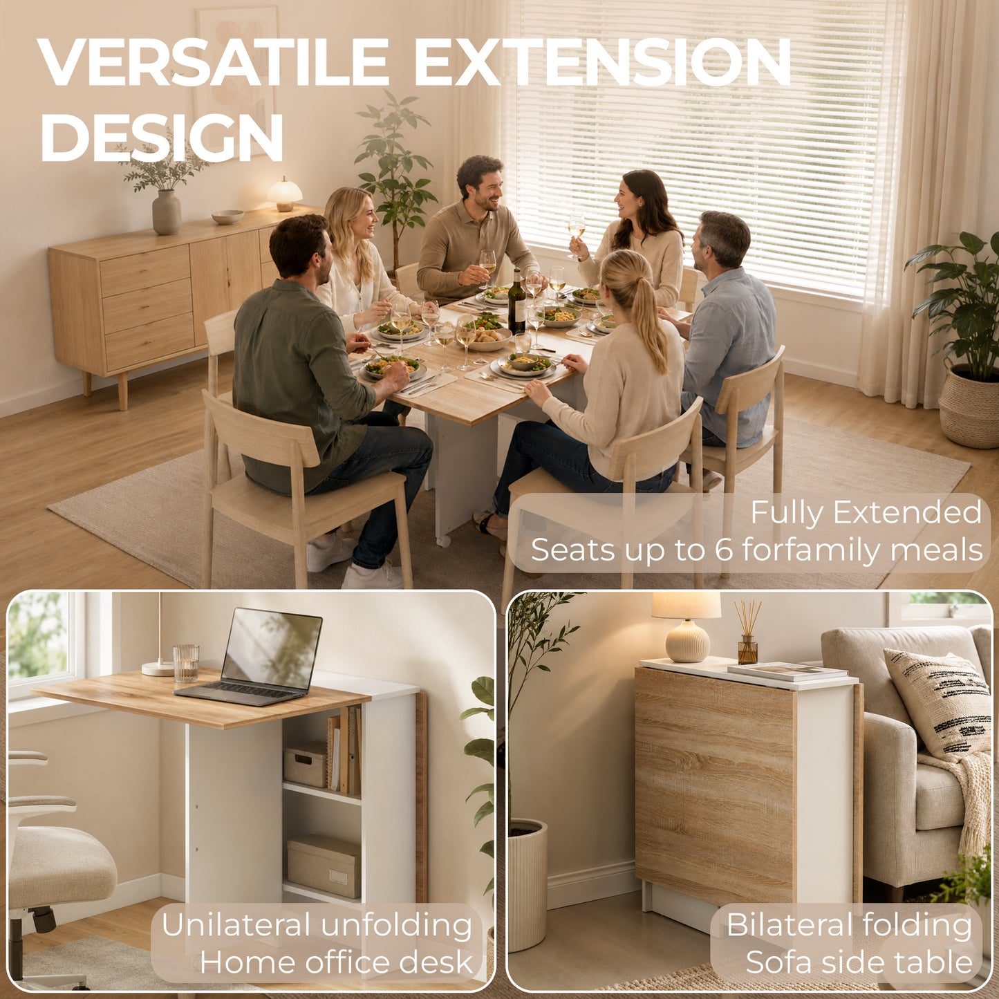 Homcom Folding Dining Table With Drop Leaves And Two Tier Shelves