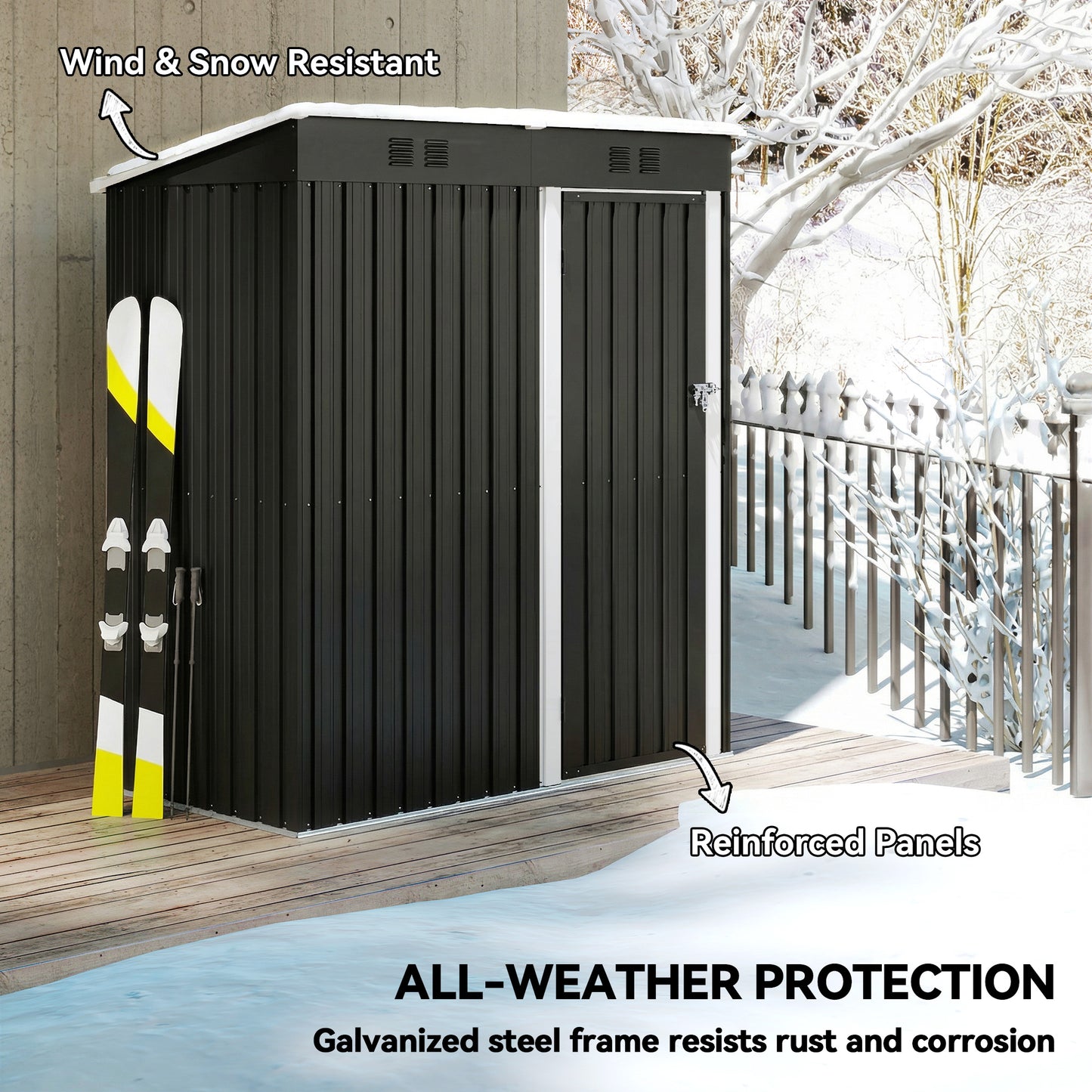 Outsunny 5 By 3 Ft Lean To Garden Shed Outdoor Storage With Lockable Door And Vents Dark Grey