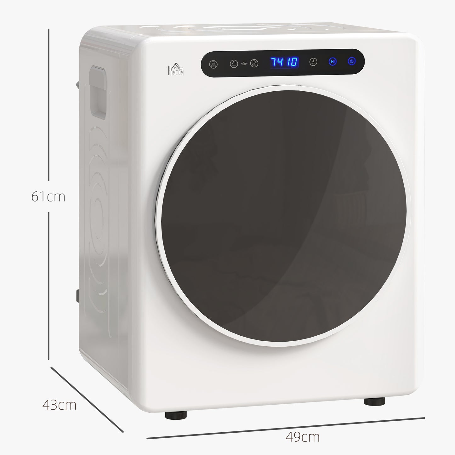 HOMCOM 4kg Compact Tumble Dryer 1000W With Adjustable 40 to 60 Celsius Drying Temperature White