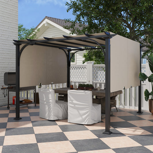 Outsunny Adjustable Canopy Outdoor Pergola Gazebo - 3x3m Waterproof Metal Frame in Beige - ALL4U RETAILER LTD