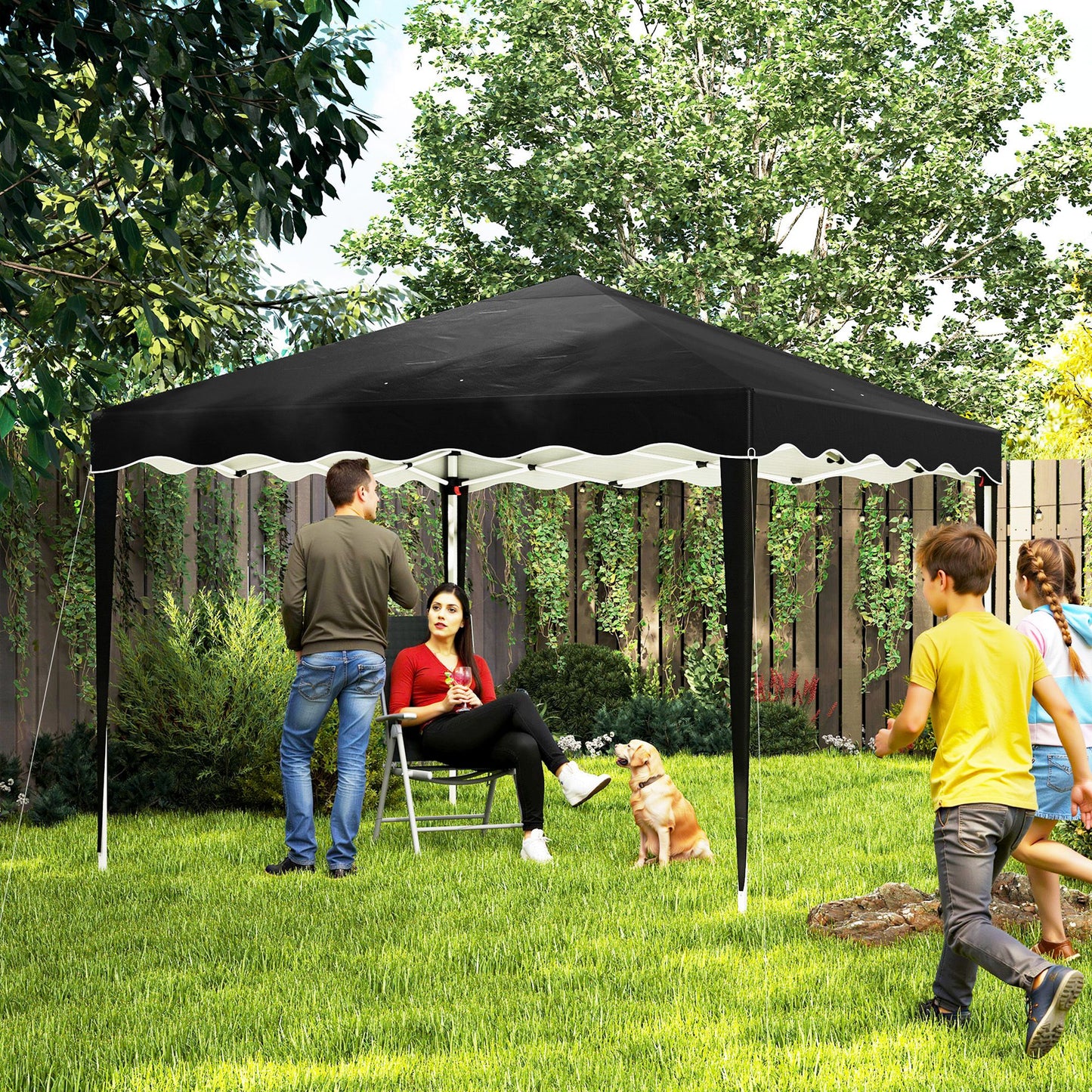 Outsunny 3m Pop Up Gazebo With Adjustable Height And Carry Bag Black Outdoor Garden Shade